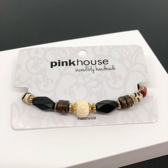 Brown Ivory Tone Beaded Pull Bracelet - Picture 1 of 4